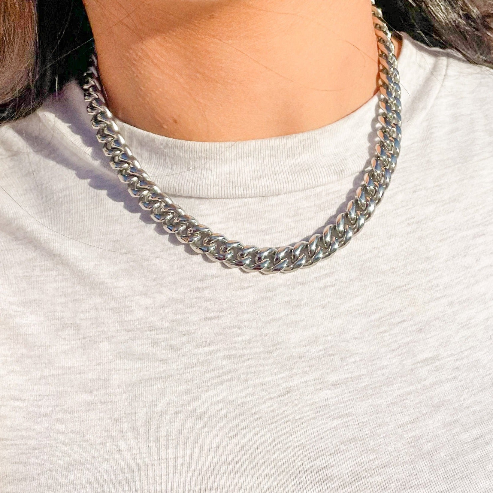 Silver cuban link chain on sale necklace