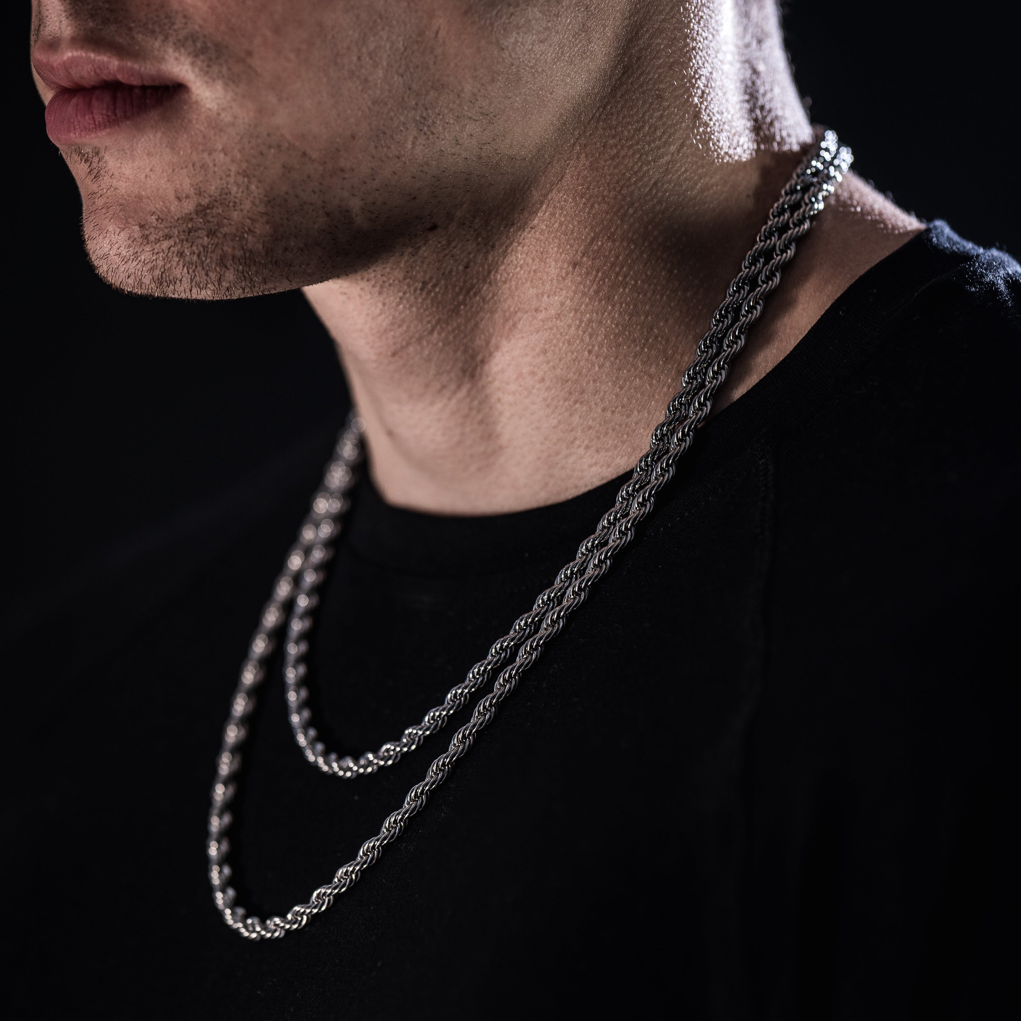 Silver rope chain hot sale mens 20 inch